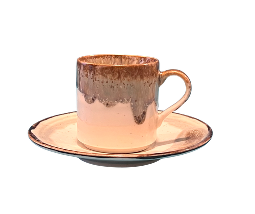 [BAO0024] Set de 6 tasses et sous tasse à espresso beige et crème
